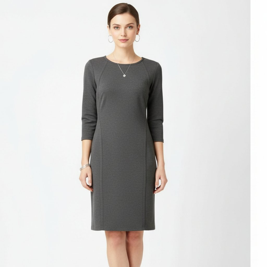 Armani Exchange Gray 3/3 Sleeve Body Con Structured Dress S
